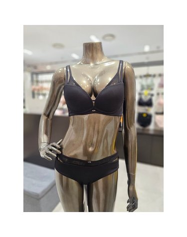 [갤러리아] 블랙 퍼팩트 레이어드 노와이어 브라,팬티세트(70A~85D)WBWBR6M33T,WBWPT