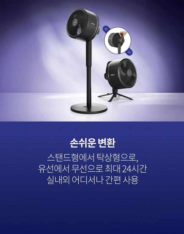 샤크 샤크 플렉스브리즈 2in1 무선 서큘레이터 FA200KR 착용컷
