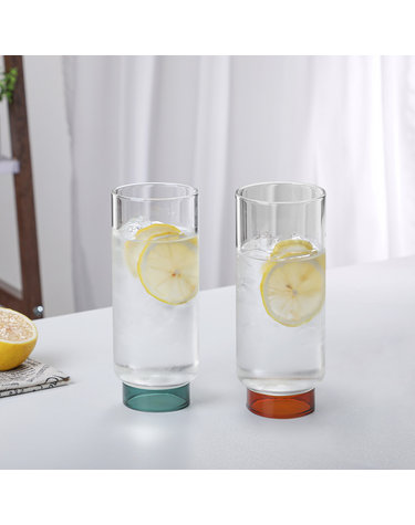 마린글라스 내열유리 베이직 컬러 고블렛 유리컵 2P 세트 500ml