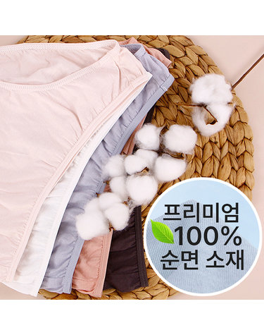 [보리보리] 편안한 신축성의 여성팬티 5매 면100 기본 삼각속옷세트