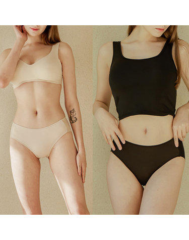 [보리보리] 3매입방수포원단팬티 누디방수팬티 블랙 스킨