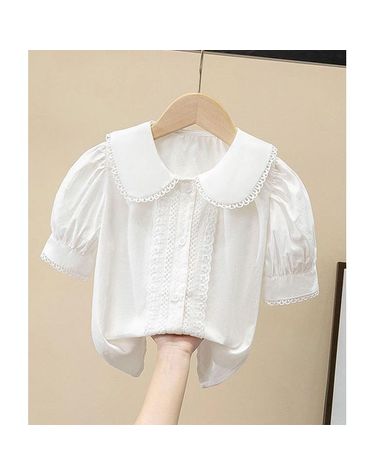 [보리보리] 러디프릴반팔블라우스 콩쿨 졸업사진 면반팔 블라우스 셔츠 단체합창 사진촬영 공주 초등 여아 흰색