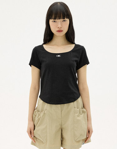 뉴 노멀 스퀘어넥 우먼슬림 티셔츠 [BLACK]