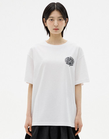 조개 그래픽 오버핏 티셔츠 [WHITE]