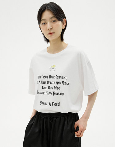 치즈 타이포 그래픽 오버핏 티셔츠 [WHITE]