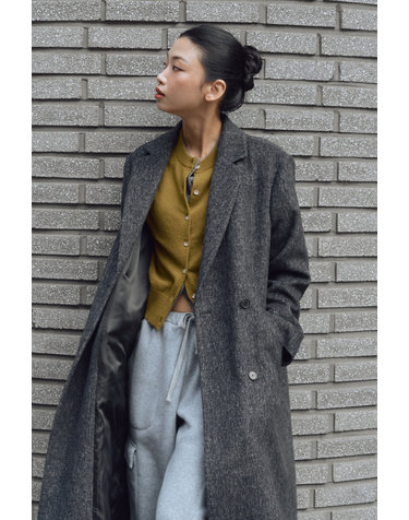 더블 브레스트 울 롱 코트 [GREY]