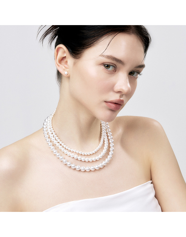 모아르 [모아르] 14K 에끌라드 진주 목걸이 6mm 착용컷