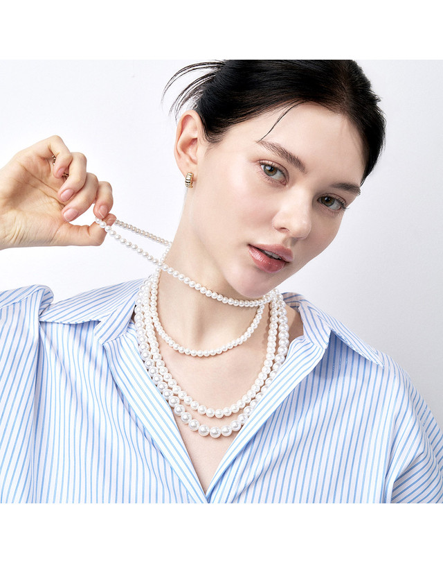 모아르 [모아르] 14K 에끌라드 진주 목걸이 4mm 착용컷