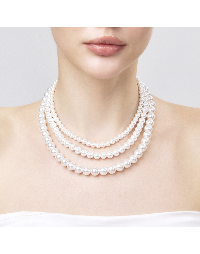 모아르 [모아르] 14K 에끌라드 진주 목걸이 4mm 착용컷