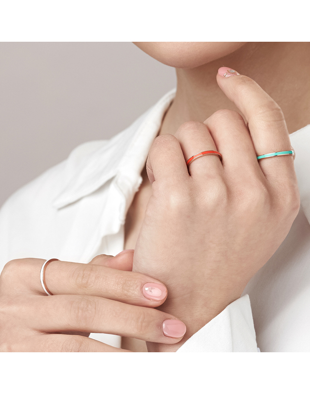 모아르 [모아르] 14K 제라 컬러 라인 반지 2mm 6type 착용컷