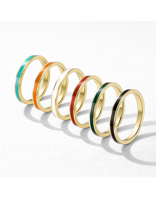 모아르 [모아르] 18K 제라 컬러 라인 반지 2mm 6type 착용컷