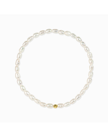 [모아르] 14K 카브 컷팅볼 타원 진주 팔찌