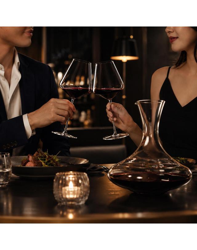 레만글라스 레만글라스 와인잔 페브릭소미어 78CL 보르도 레드 화이트 핸드메이드 크리스탈 착용컷