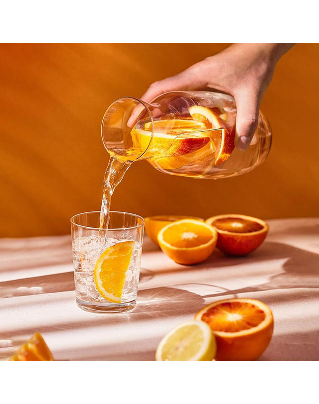 크로스노 물병 크로스노 퓨어 1L 투명유리 통 다용도 밀폐보관병 카라페 크리스탈 착용컷