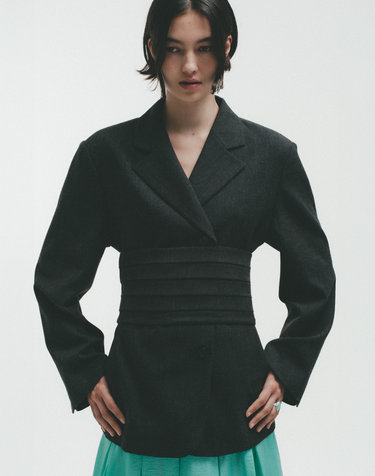 JACKET & PINTUCK BUSTIER SET [CHARCOAL]