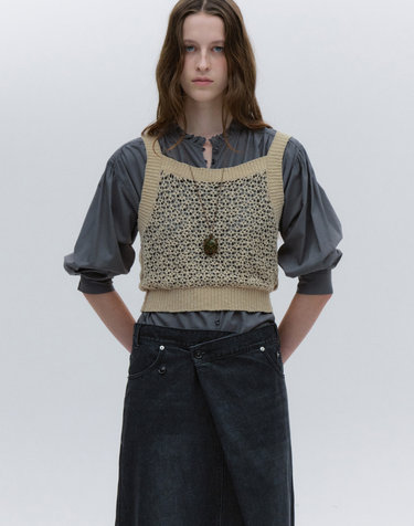 솔티페블 OPENWORK KNIT VEST [BEIGE]