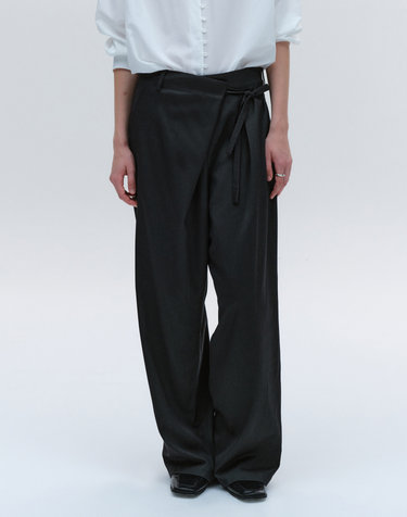 [1st REORDER] UNBALANCED WRAP TROUSERS [CHARCOAL]