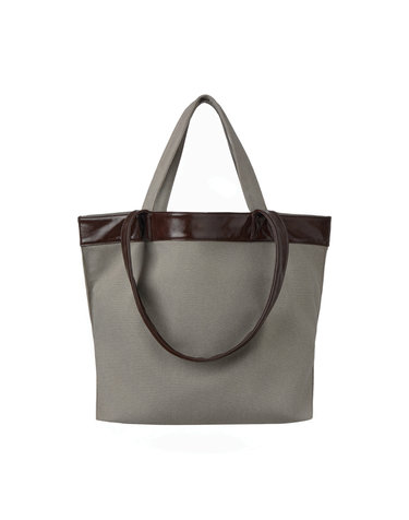 [2nd REORDER] LEATHER EDGE CANVAS BAG [GREY]