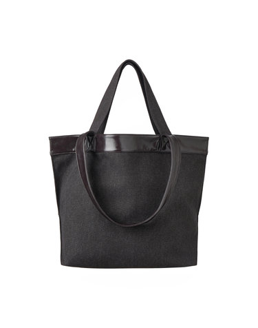 솔티페블 [1st REORDER] LEATHER EDGE CANVAS BAG [CHARCOAL]