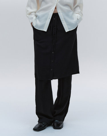 SOFT TWILL SKIRT PANTS [BLACK]