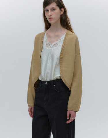 KNIT BOLERO CARDIGAN [BEIGE]