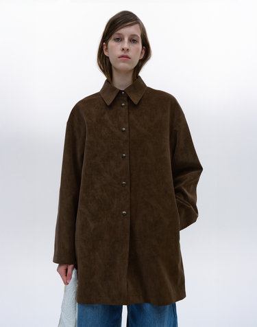 [1st REORDER] FAUX LEATHER HALF COAT [BROWN]