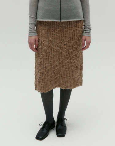 BOLD KNIT WOOL SKIRT [BROWN]
