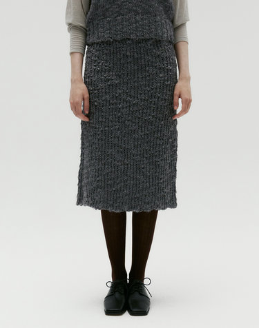 BOLD KNIT WOOL SKIRT [GREY]