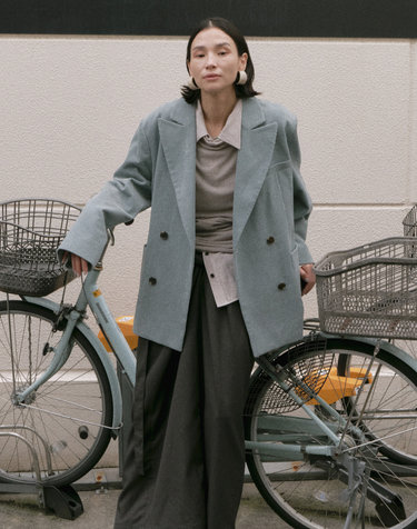 FLEECE LINED CORDUROY DOUBLE JACKET [SKY BLUE]