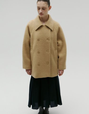 HAIRY DOUBLE HALF COAT [BEIGE]