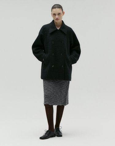 HAIRY DOUBLE HALF COAT [BLACK]