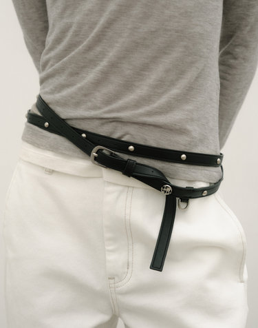 [7th REORDER] STUD LONG BELT [BLACK]