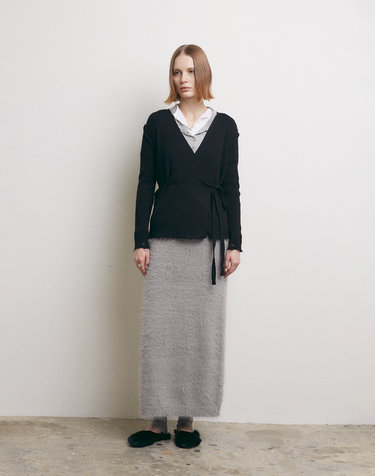 HAIRY KNIT SKIRT [GREY]