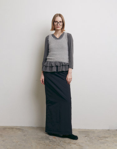 PADDING MAXI SKIRT [BLACK]
