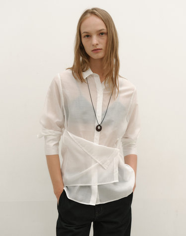 [4th REORDER] SILKY BUTTON WRAP SHIRT [WHITE]