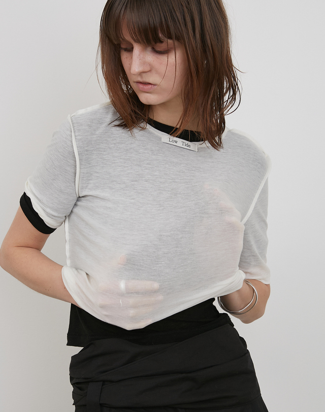 로우타이드 LAYERED T-SHIRT [BLACK] 블랙 착용컷