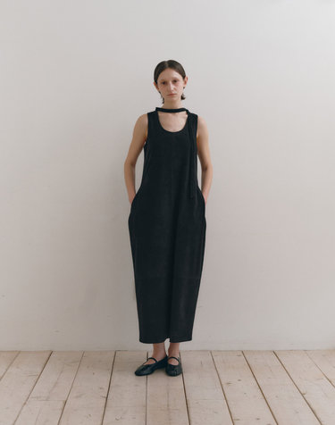 로우타이드 SUEDE BALLOON DRESS [BLACK]