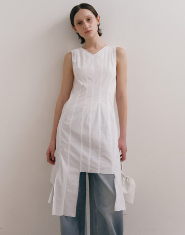 DAMAGED COTTON DRESS [WHITE]