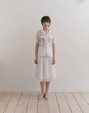 SILKY PINTUCK SKIRT [WHITE]