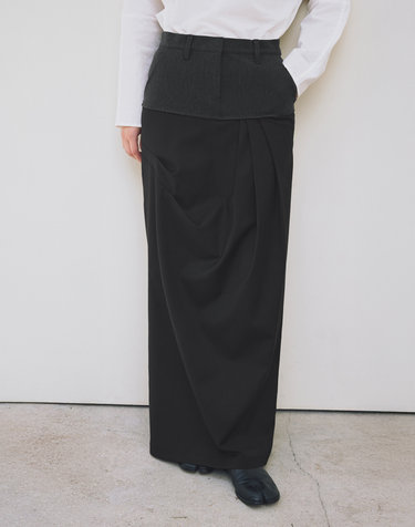 [1st REORDER] DRAPE MAXI SKIRT [GREY]