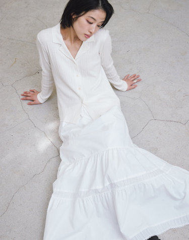 로우타이드 PLEATS KNIT CARDIGAN [IVORY]