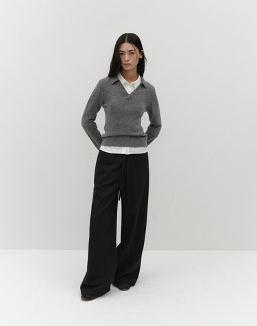 WOOL STRAP PANTS [BLACK]