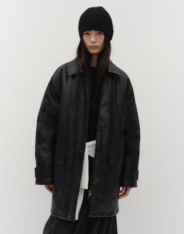 LEATHER PADDED COAT [BLACK]