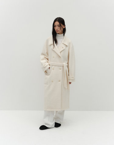 WOOL BOUCLE COAT [IVORY]