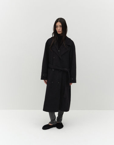 WOOL BOUCLE COAT [BLACK]