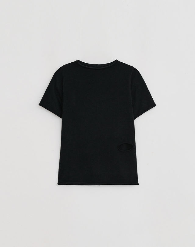 로우타이드 SLIT TURTLENECK KNIT [BLACK] 블랙 착용컷