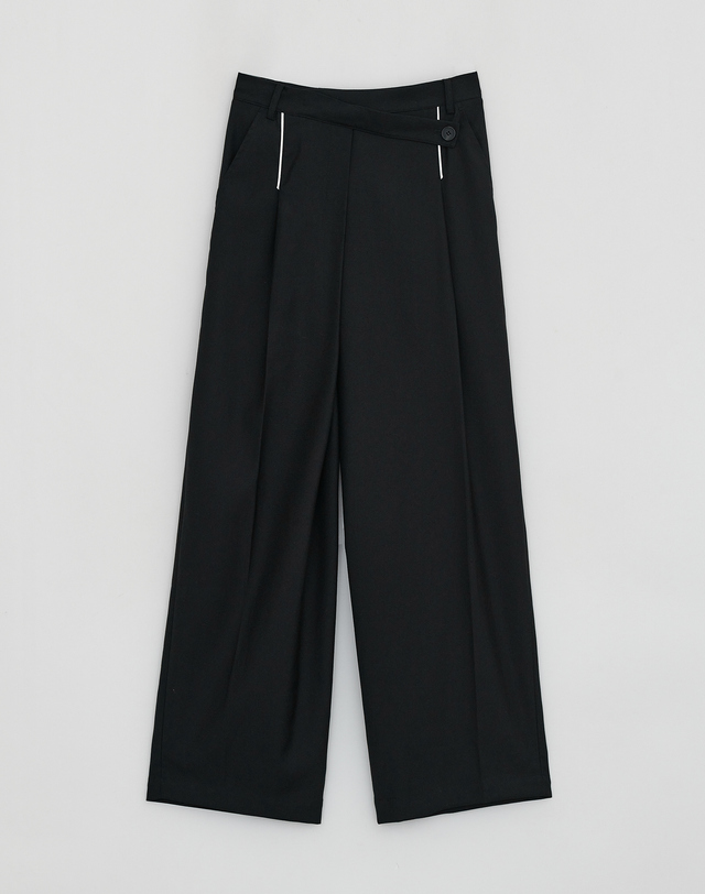 로우타이드 [1st REORDER] WIDE WRAP PANTS [BLACK] 블랙 착용컷