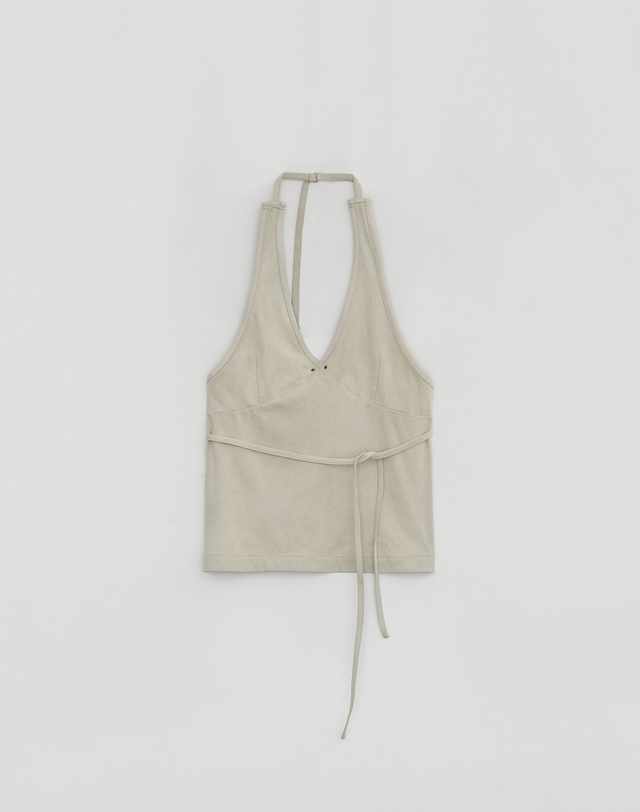 로우타이드 [1st REORDER] SUEDE HALTER TOP [BEIGE] 베이지 착용컷