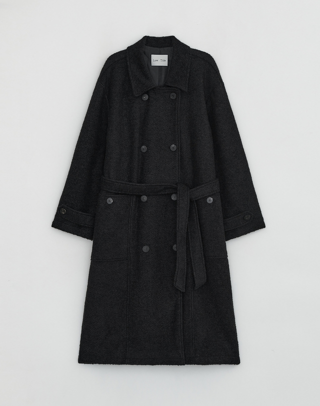 로우타이드 WOOL BOUCLE COAT [BLACK] 블랙 착용컷