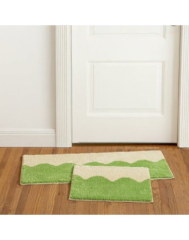 [보리보리] 2P 와이드 자카드 러그 발매트 플로우그린 120x45cm